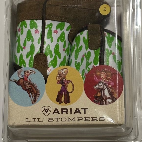 Ariat Other - Ariat Lil' Stompers Anaheim Cactus Print Baby Bootie Size 1 Pink Sole